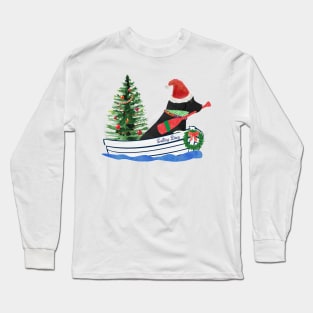 Nautical Preppy Black Lab Aboard The Christmas Salty Dog Long Sleeve T-Shirt